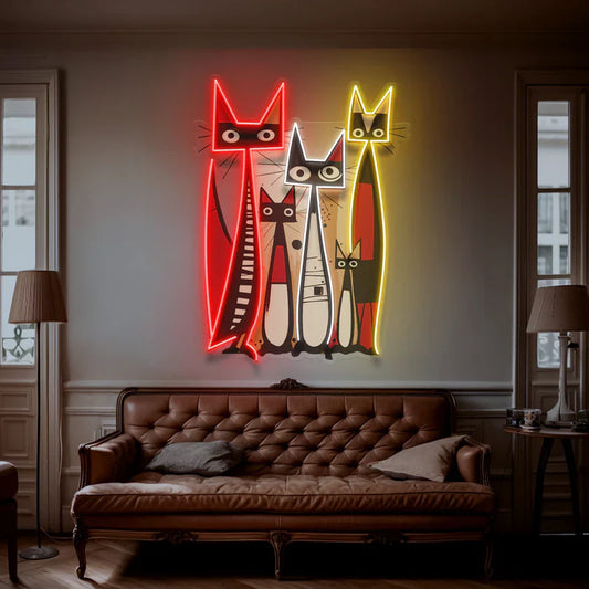 Abstract Cat Family Neon Art LED Neon Sign Light Neon
