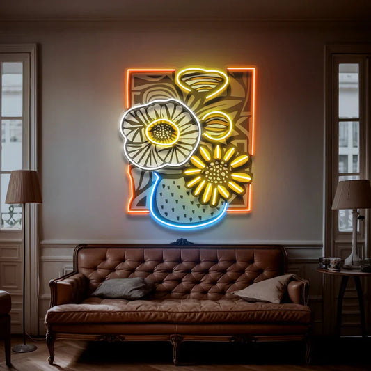 Abstract Flower in Vase Neon Art LED Neon Sign Light Neon