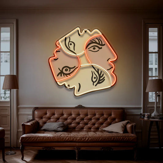 Abstract Rotating Four Faces Neon Art LED Neon Sign Light Neon