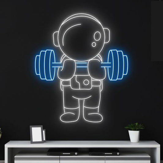 Astronaut Lifting Weights LED Neon Sign Light Neon