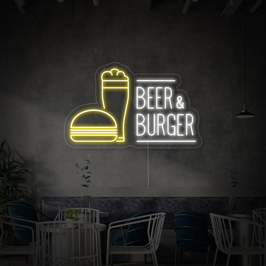 Beer & Burger LED Neon Sign Light Neon