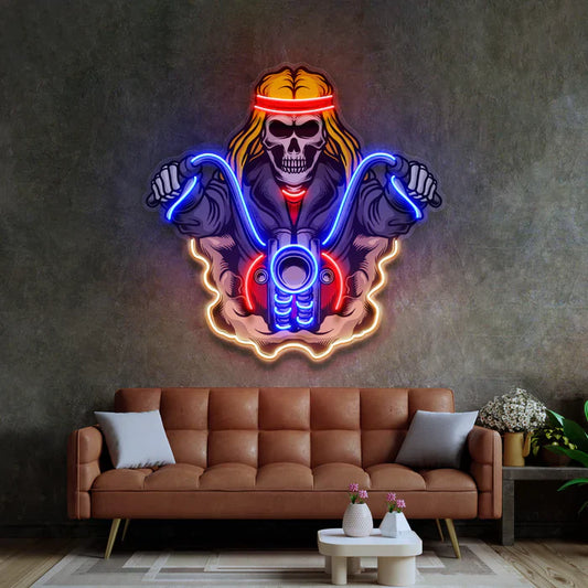 Biker Skeleton Neon Art LED Neon Sign Light Neon