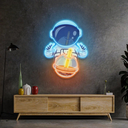 Bubble Tea Astronaut Neon Art LED Neon Sign Light Neon