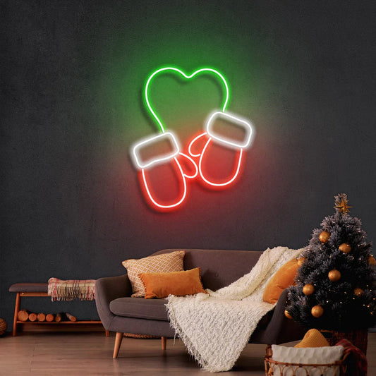 Christmas Glove Heart LED Neon Sign Light Neon