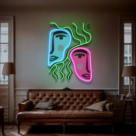 Colourful Abstract Faces Neon Art LED Neon Sign Light Neon