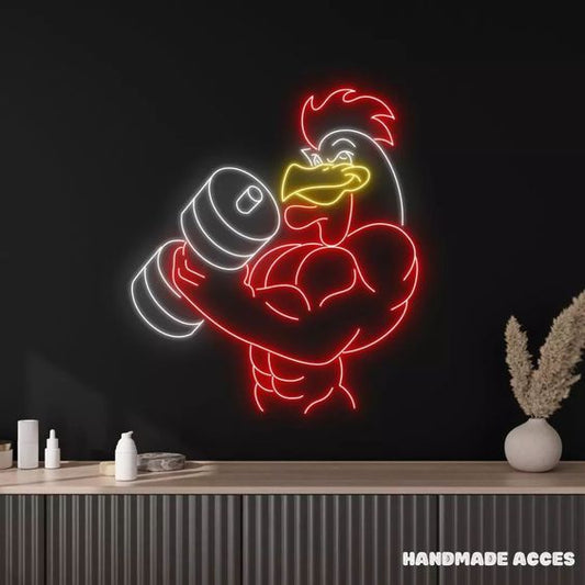 Dumbbell Rooster LED Neon Sign Light Neon
