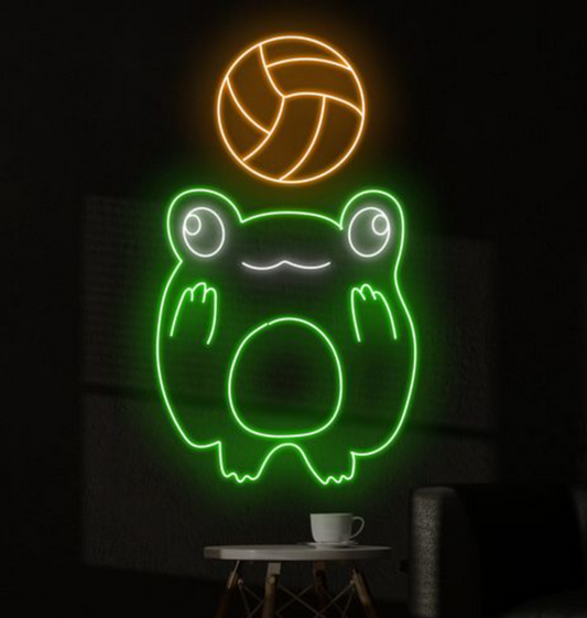 Frog playing volleyball LED Neon Sign Light Neon