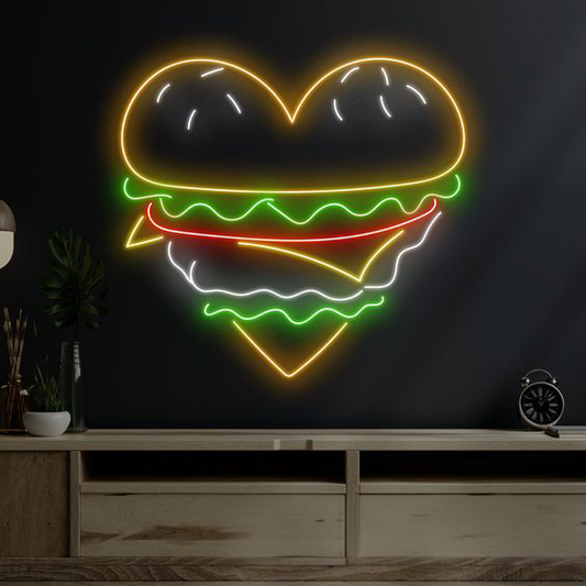 Heart Burger LED Neon Sign Light Neon
