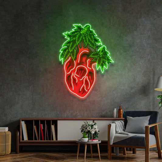 Heart Marijuana Neon Art LED Neon Sign Light Neon