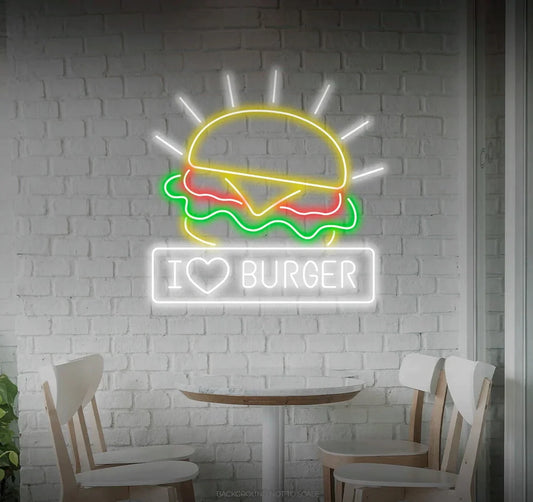 I Love Burger LED Neon Sign Light Neon