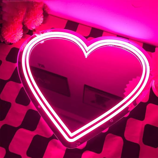 Heart Plexi Mirror LED Neon Sign Light Neon