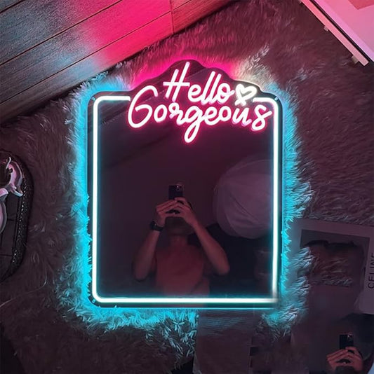 Hello Gorgeous Plexi Mirror LED Neon Sign Light Neon