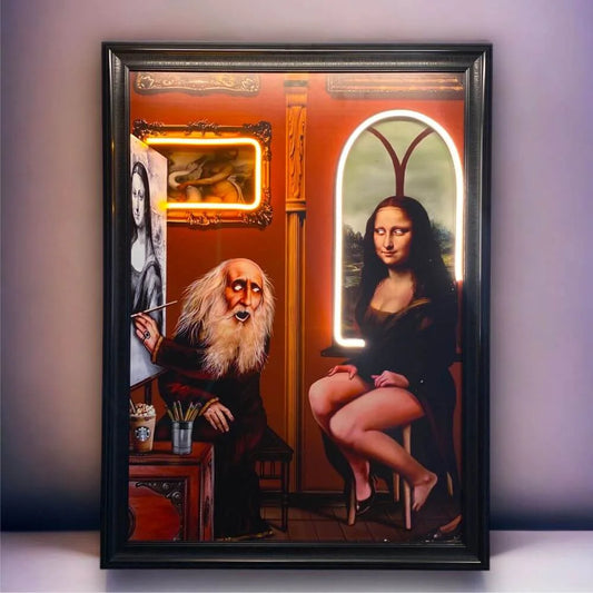 Leonardo And Mona Lisa Neon Led Canvas