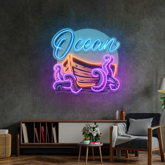 Ocean Boat And Octopus Neon Art LED Neon Sign Light Neon