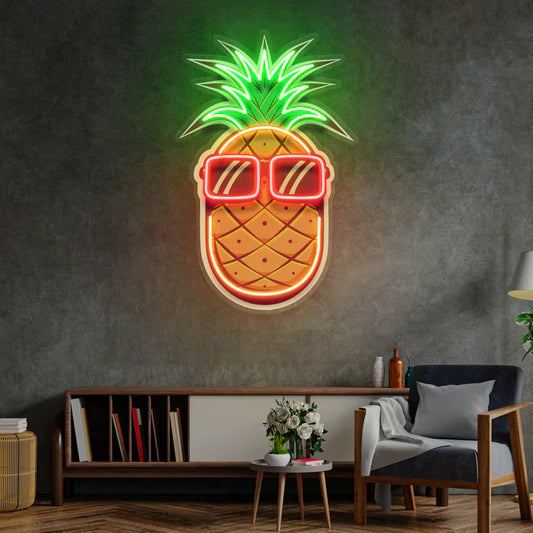 Pineapple Neon Art with Glasses LED Neon Sign Light Neon