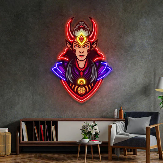 Red Horned Women Assassins Neon Art LED Neon Sign Light Neon