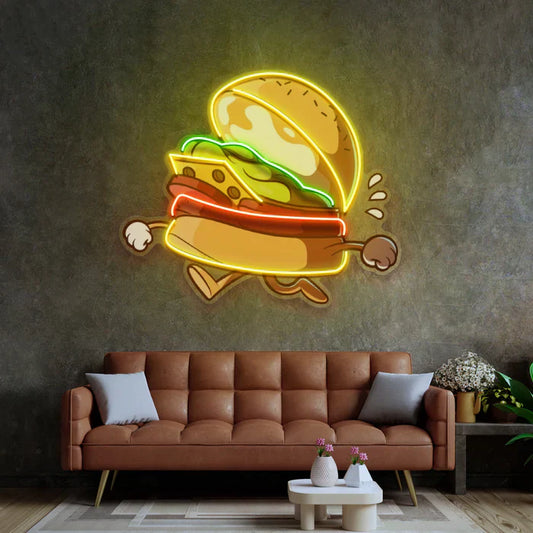 Running Burger Neon Art LED Neon Sign Light Neon