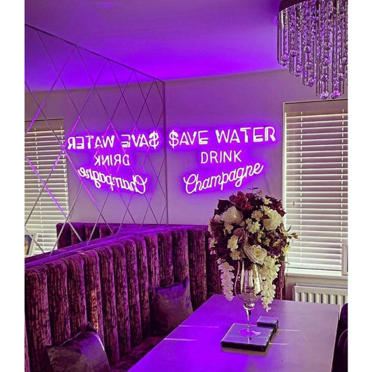 Save Water Drink Champagne LED Neon Sign Light Neon