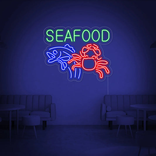 Seafood Fish Crab LED Neon Sign Light Neon