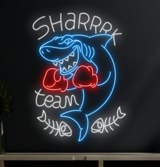 Shark Team Boxing Shark LED Neon Sign Light Neon