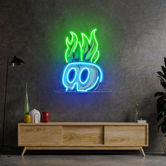 Skull Potted Plant Neon Art LED Neon Sign Light Neon