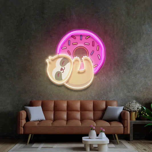 Sloth and Donut Neon Art LED Neon Sign Light Neon