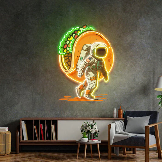 Taco Carrying Astronaut Neon Art LED Neon Sign Light Neon