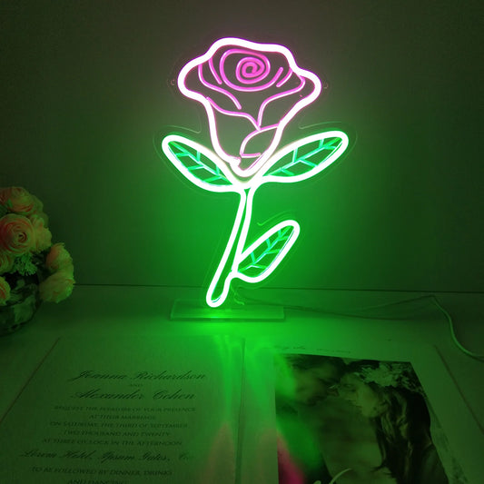 Rose Flower Desktop LED Neon Sign Light Neon
