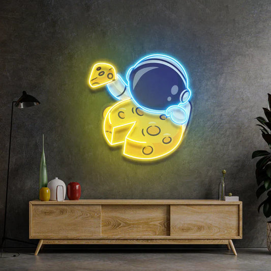 Astronaut and Cheese Neon Art LED Neon Sign Light Neon