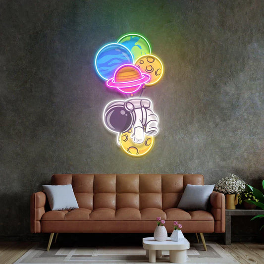 Astronaut Hugging the Planet Neon Art LED Neon Sign Light Neon