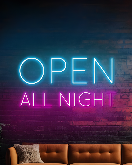 Open All Night LED Neon Sign Light Neon