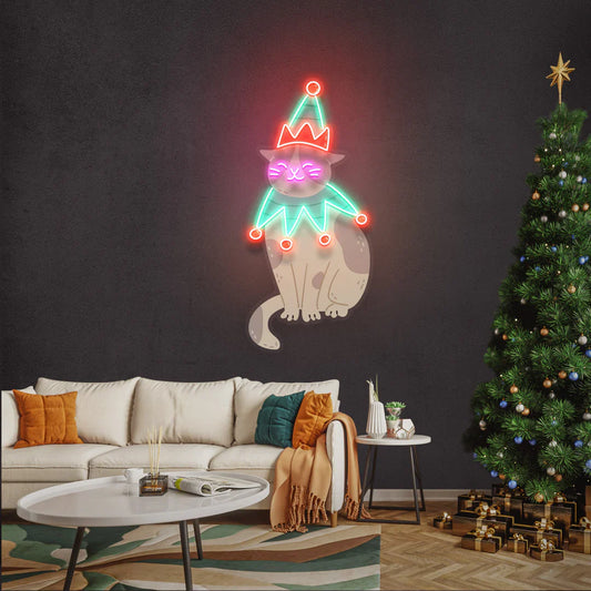 Costumed Cat New Year LED Neon Sign Light Neon
