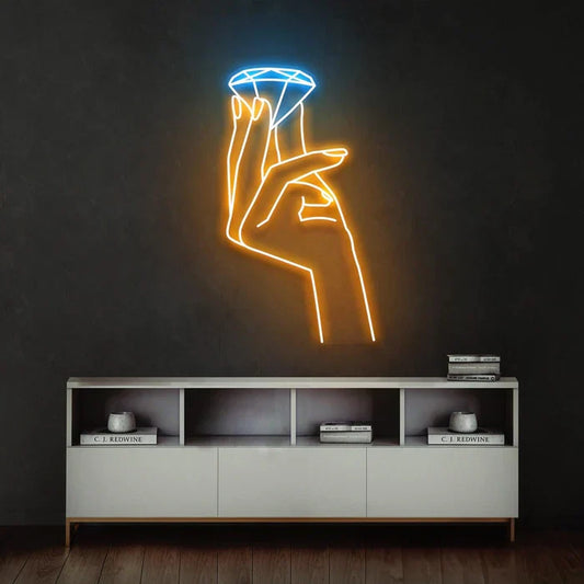 Diamond and Hand LED Neon Sign Light Neon