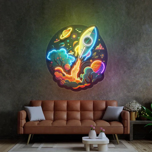 Galaxy Rocket Neon Art LED Neon Sign Light Neon