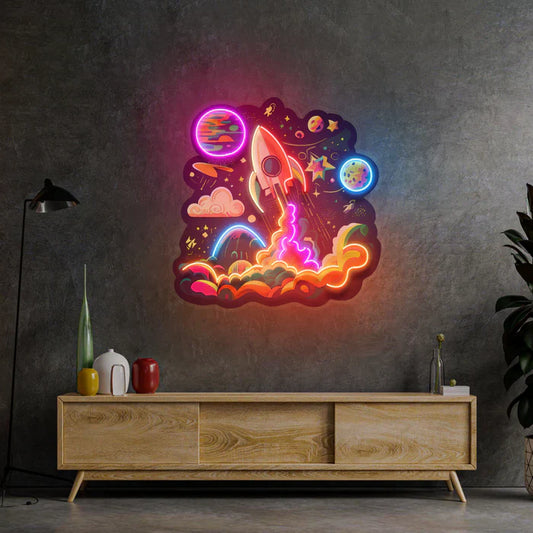 Galaxy Rocket Neon Art LED Neon Sign Light Neon