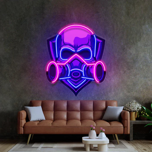 Gas Masked Skull Neon Art LED Neon Sign Light Neon
