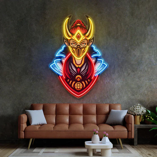 Golden Horned Women Assassins Neon Art LED Neon Sign Light Neon