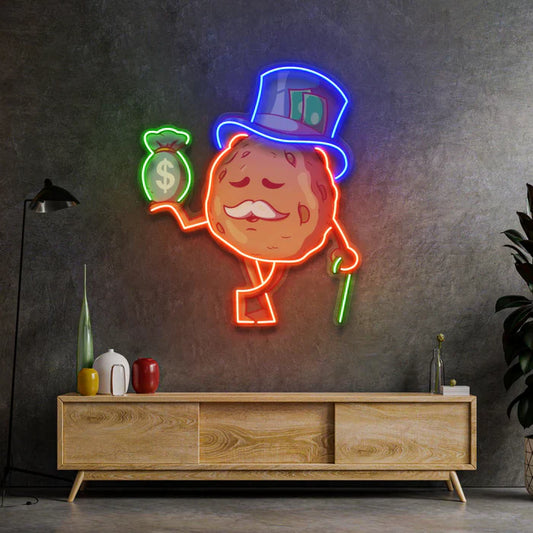 Meatball Horoscope with a Bag Full of Money Neon Art LED Neon Sign Light Neon
