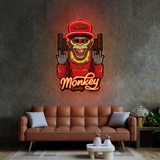 Monkey with Gold Necklace Neon Art LED Neon Sign Light Neon