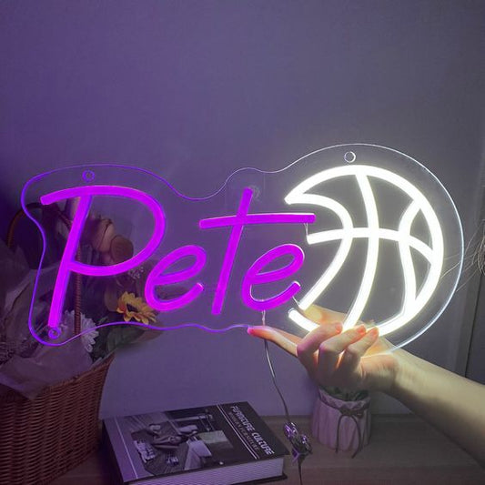 Name Printed Basketball LED Neon Sign Light Neon