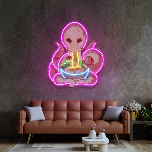 Octopus Neon Art eating Ramen LED Neon Sign Light Neon