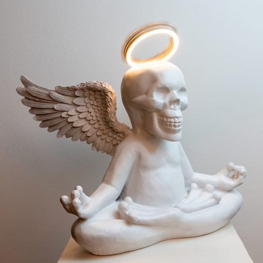 Winged Skull Yoga Lighted Sculpture
