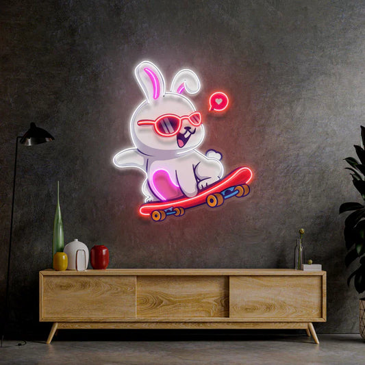 Skateboard and Rabbit Neon Art LED Neon Sign Light Neon
