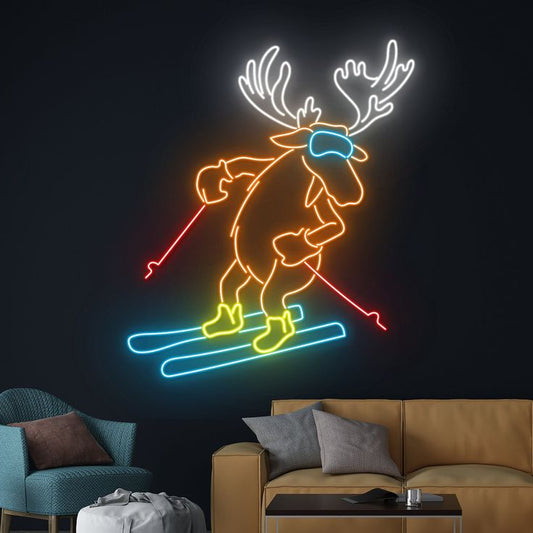 Skiing Deer LED Neon Sign Light Neon