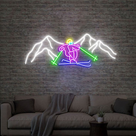 Skiing Man LED Neon Sign Light Neon