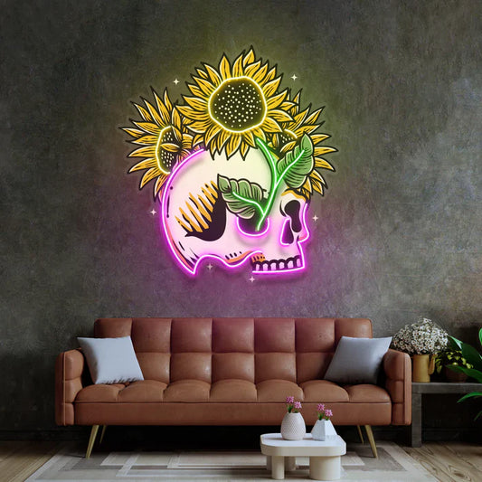 Skull Moonflower Neon Art LED Neon Sign Light Neon