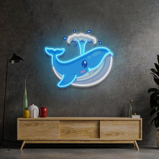 Tiny Blue Whale Neon Art LED Neon Sign Light Neon